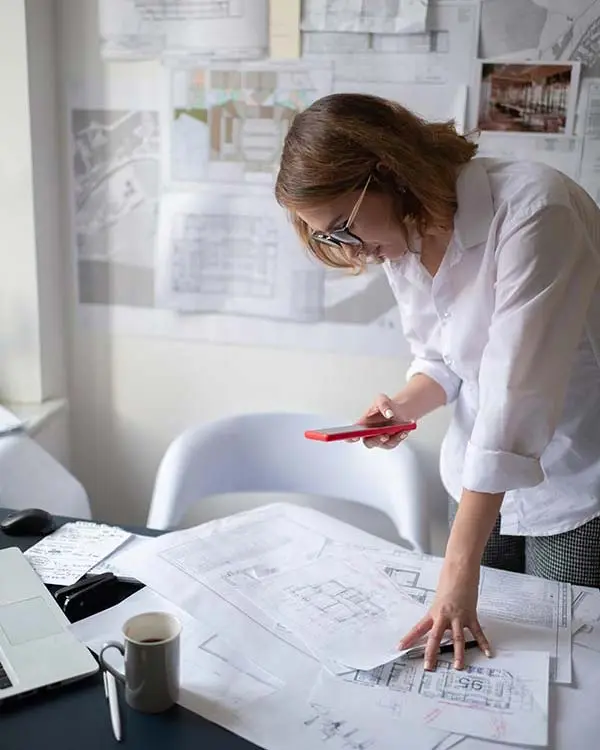 Architect working on plans